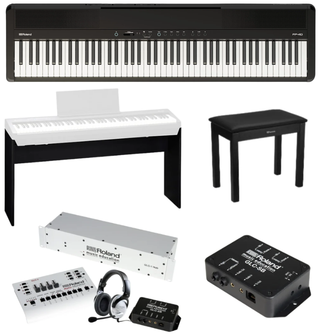 Roland GLC Keyboard Lab for 16 Students and 1 Teacher with Roland FP-40 Digital Pianos