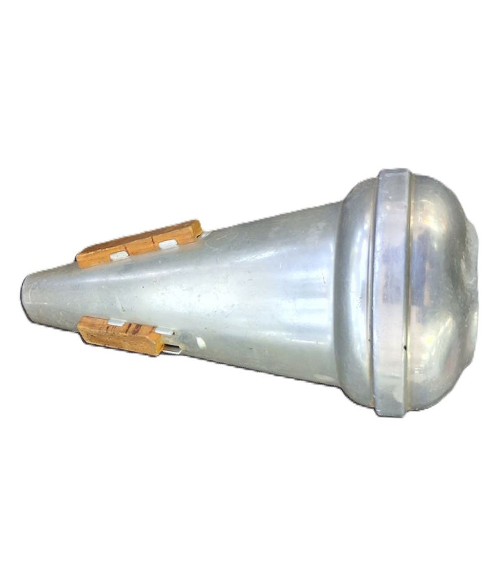 Used Magosy & Buscher Straight Aluminum Trumpet Mute front sideways view