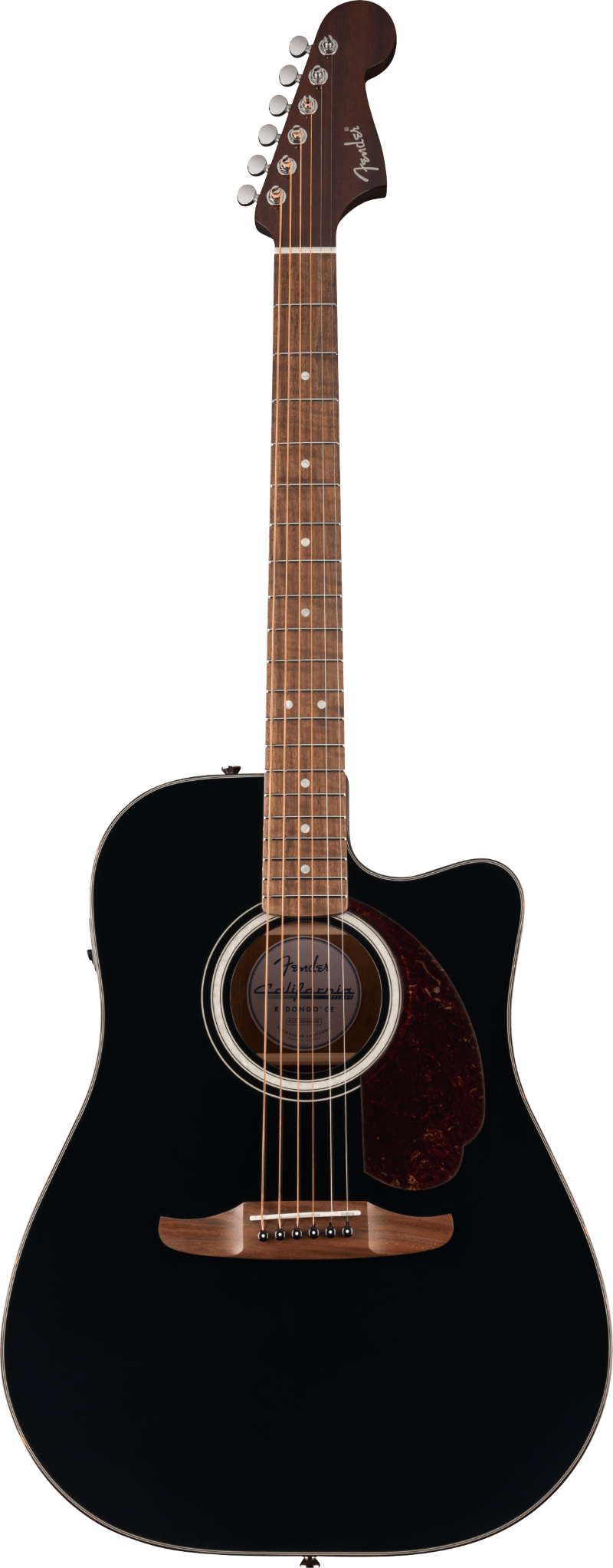 Fender California Deluxe Redondo Acoustic Electric Cutaway Guitar - Black 2