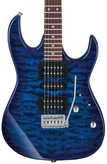 Ibanez GRX70QATBB Electric Guitar - Transparent Blue Burst