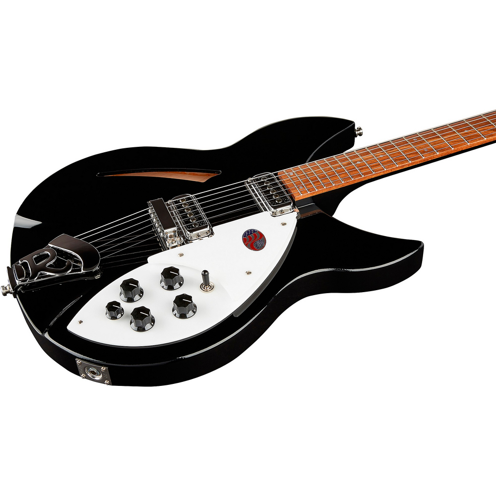 Rickenbacker 330 Thinline Semi-Hollow Electric Guitar - Jetglo — Three quarter front 2
