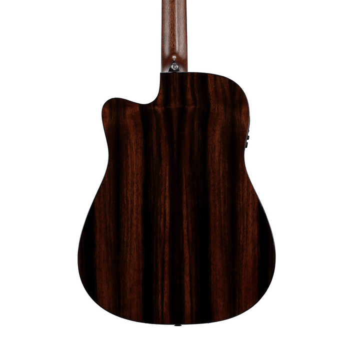 Alvarez AED90CE Armrest Artist Elite Dreadnought Acoustic Electric Cutaway Guitar - Natural — three-quarter back view