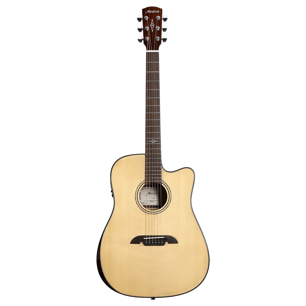 Alvarez AED90CE Armrest Artist Elite Dreadnought Acoustic Electric Cutaway Guitar - Natural