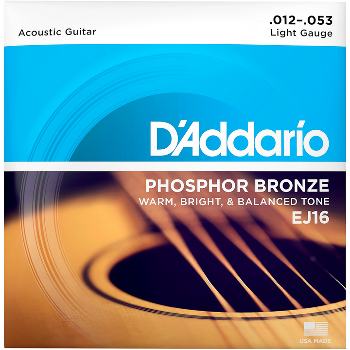 D'Addario EJ16 10-Pack Phosphor Bronze Acoustic Guitar Strings - Light