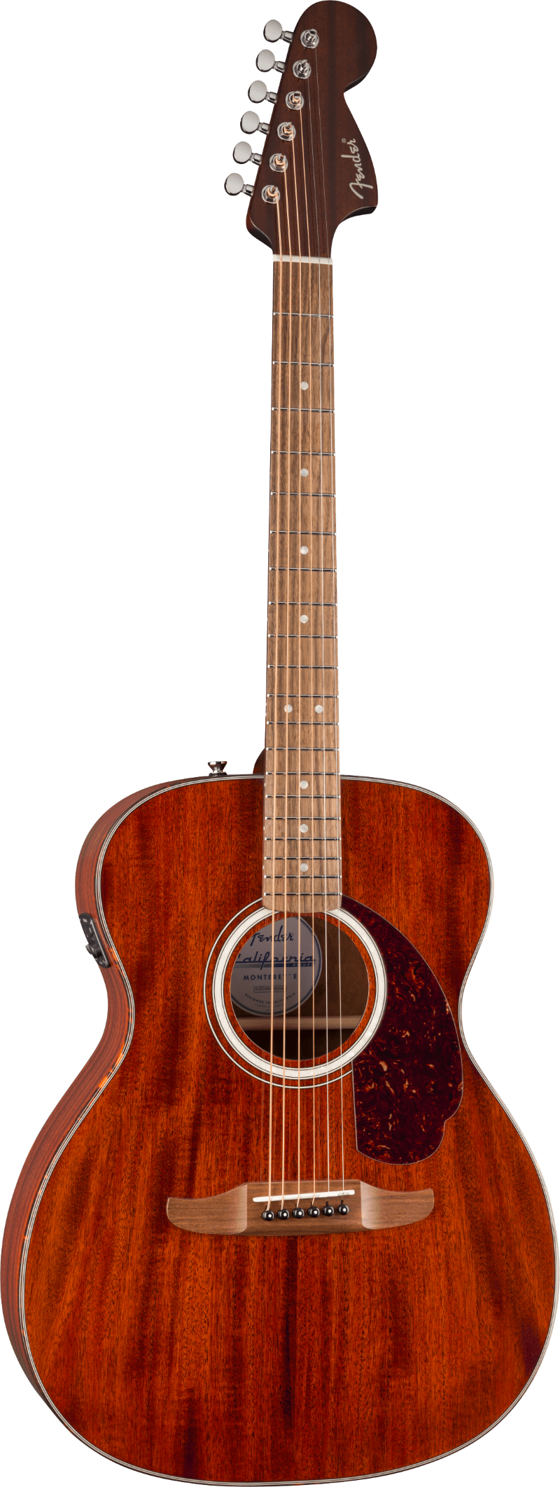 Fender California Deluxe Monterey Mahogany Acoustic Electric Guitar - Natural Mahogany — front angle