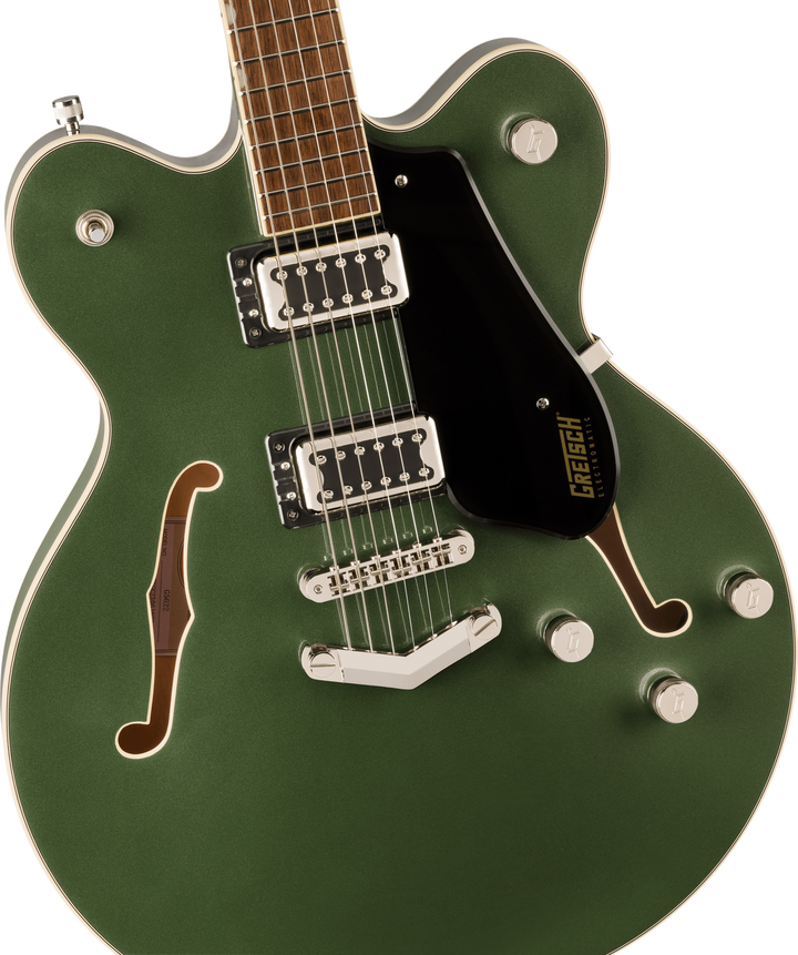 Gretsch G5622 Electromatic Center Block Double-Cut with V-Stoptail Electric Guitar - Olive Metallic — Three quarter front 2