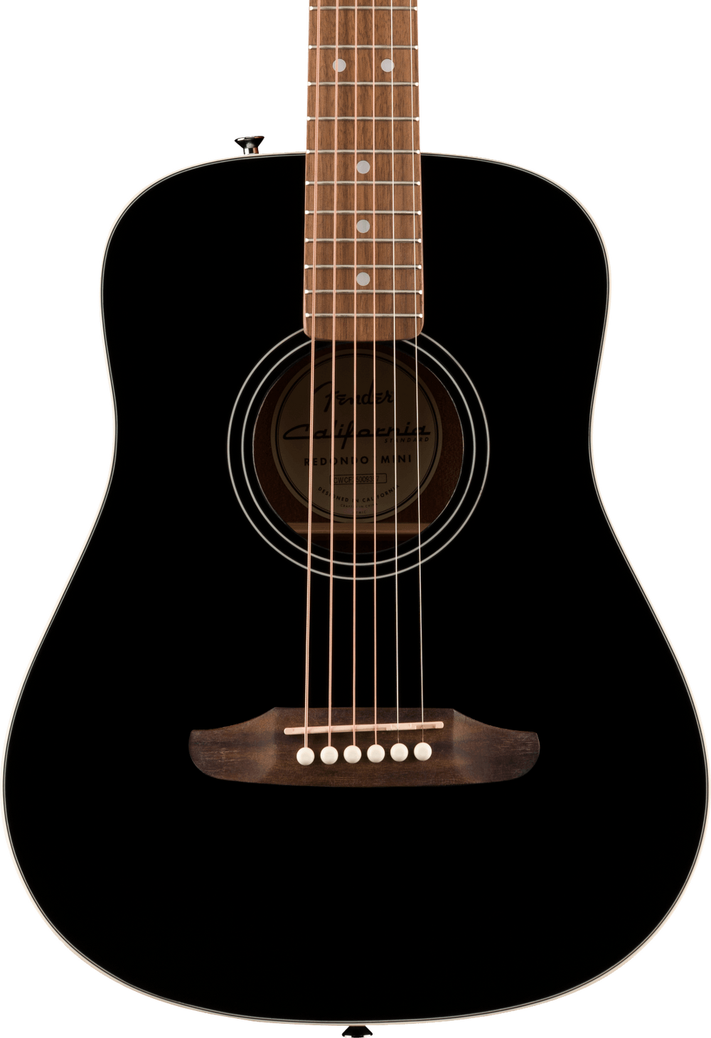 Fender California Standard Redondo Mini Acoustic Guitar - Black — three-quarter front view