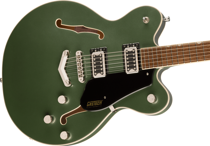 Gretsch G5622 Electromatic Center Block Double-Cut with V-Stoptail Electric Guitar - Olive Metallic — Three quarter front 3