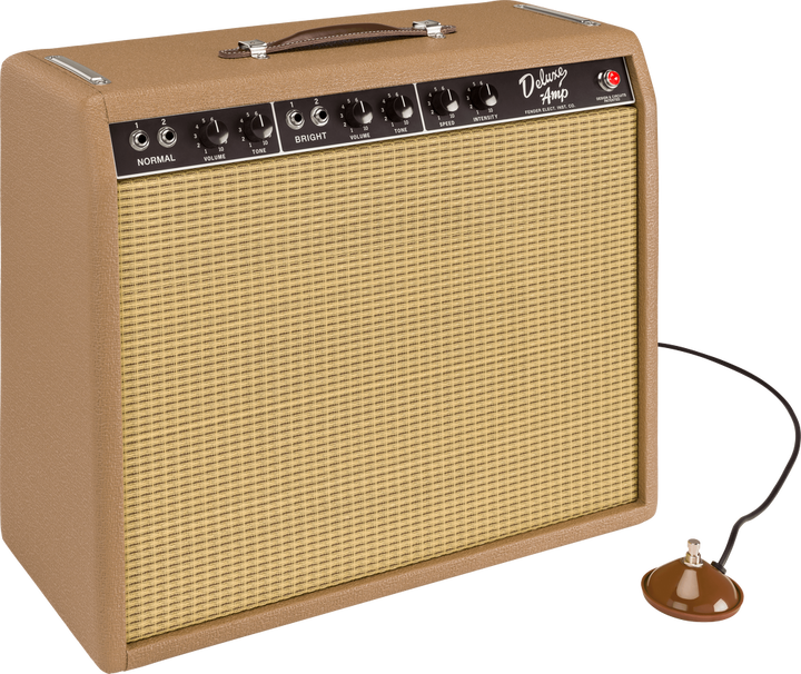 Fender '62 Deluxe Amplifier - Brown and Wheat — Front angle 1