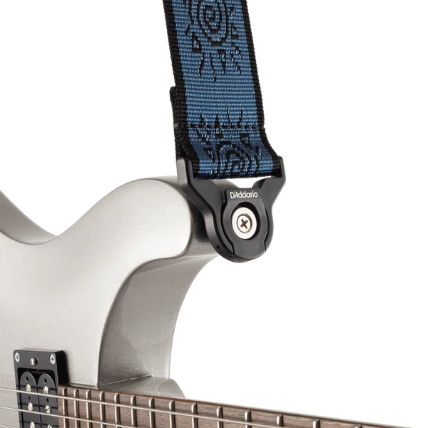 D'Addario Planet Waves Auto Lock Vintage Guitar Strap - Blue Suns detail