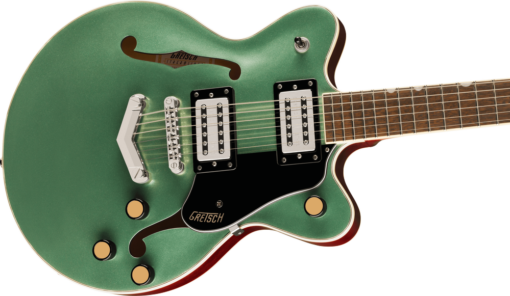 Gretsch G2655 Streamliner Center Block Jr. Double-Cut With V-Stoptail Electric Guitar - Steel Olive — Three quarter front 3