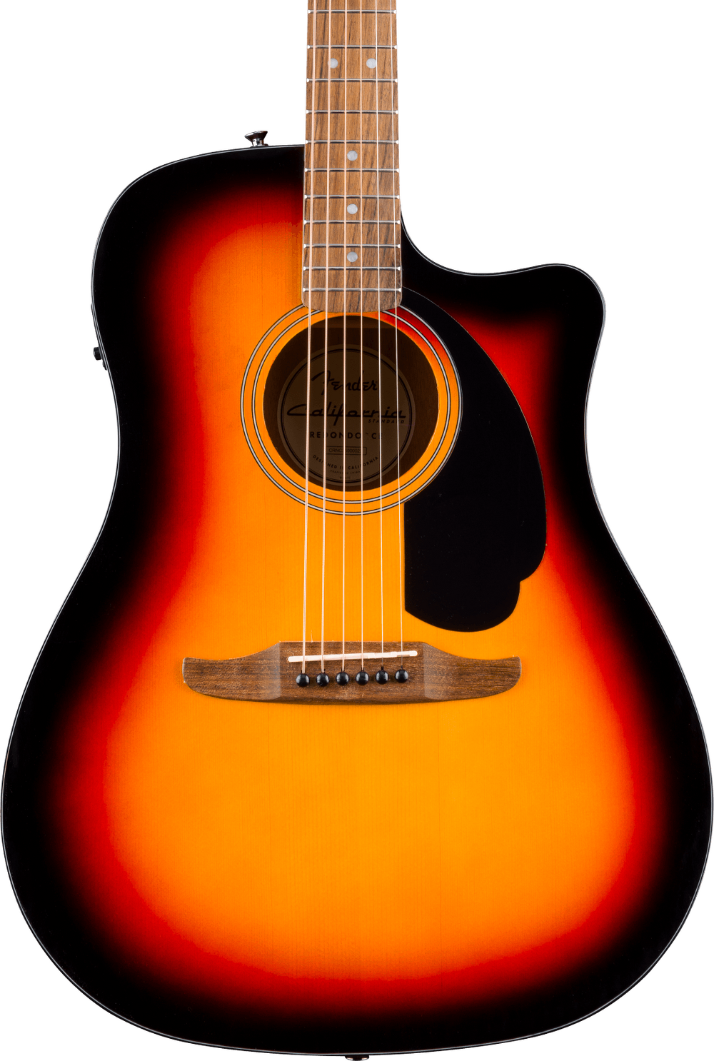 Fender California Standard Redondo CE Acoustic Electric Guitar - 3 Color Sunburst — three-quarter front view