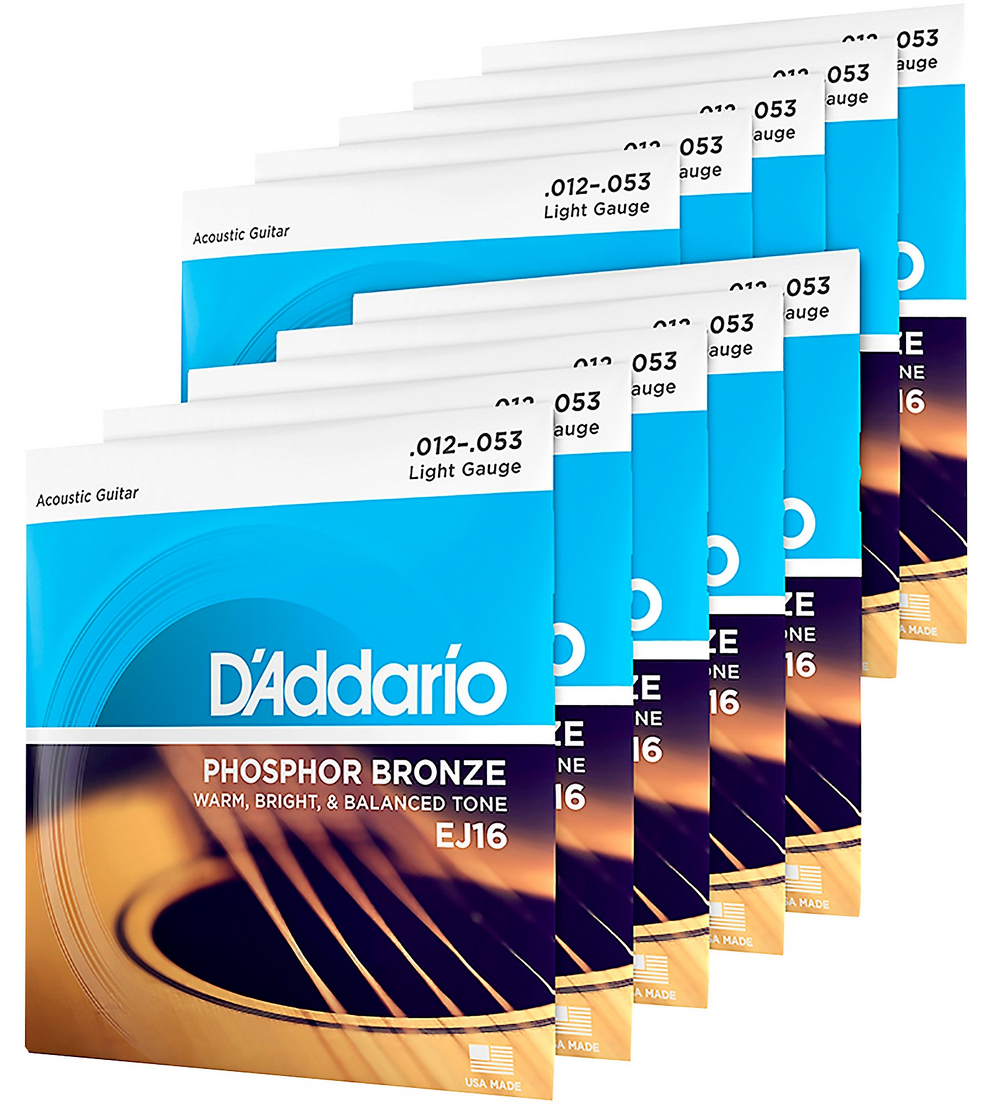 D'Addario EJ16 10-Pack Phosphor Bronze Acoustic Guitar Strings - Light — Front angle 1