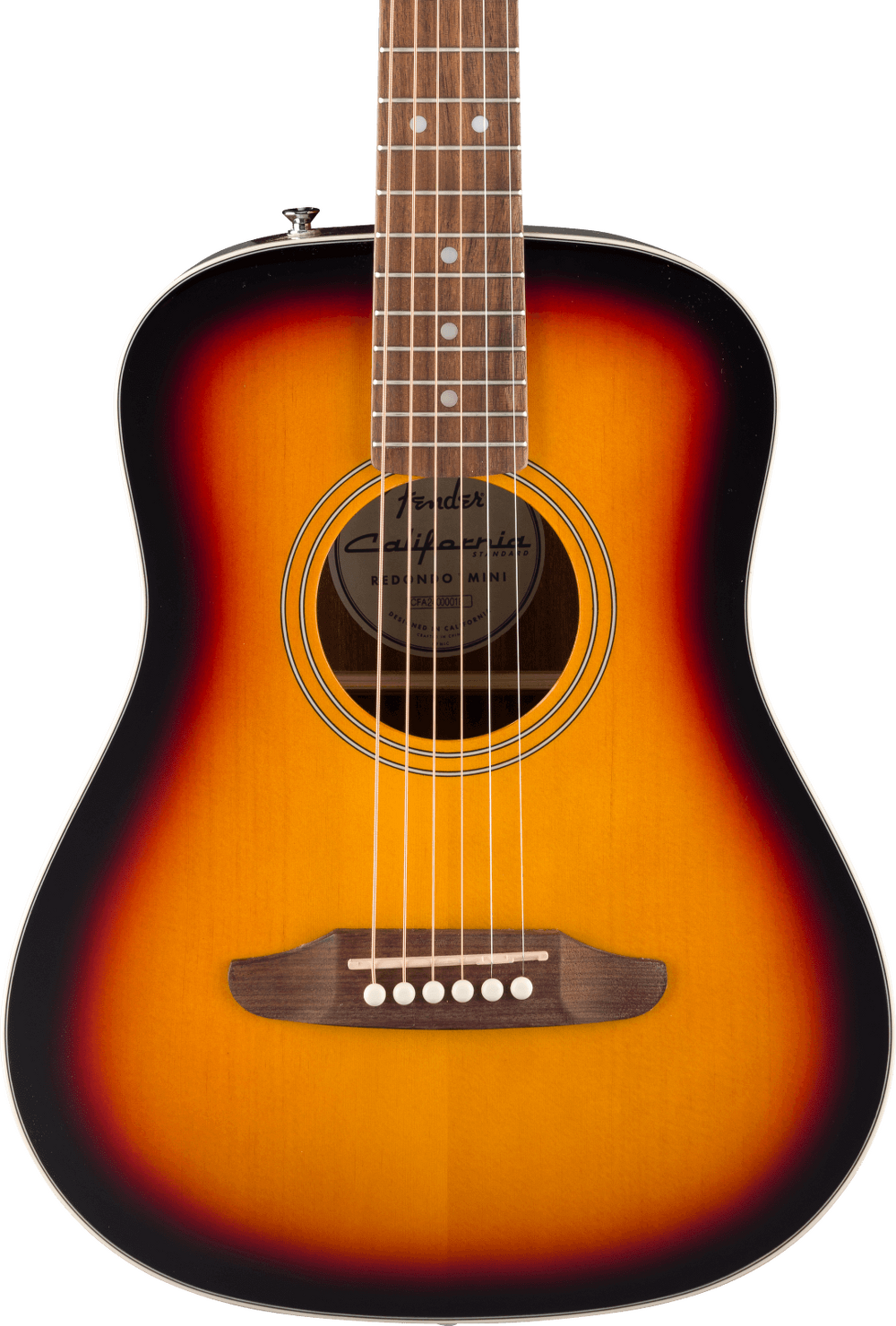 Fender California Standard Redondo Mini Acoustic Guitar - 3 Color Sunburst — three-quarter front view