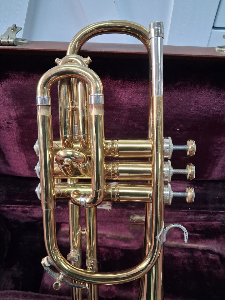 Used Martin Imperial Brass Bb Cornet - With Original Case and Mouthpiece — side view