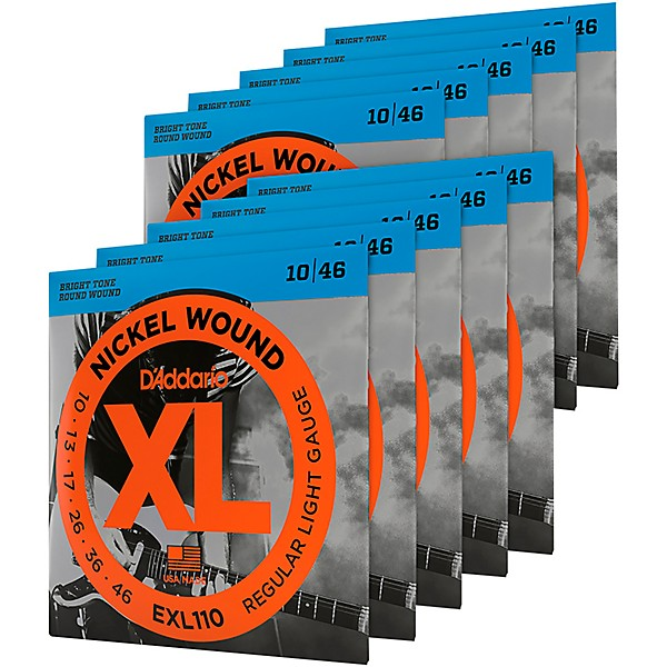 D'Addario EXL110 10-Pack Electric Guitar Strings - Regular Light — front angle