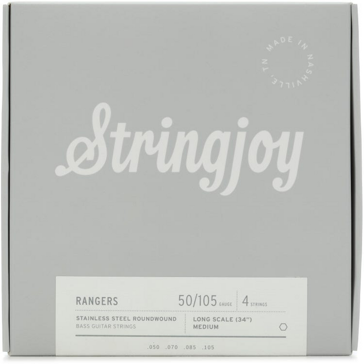Stringjoy Rangers 4-String Long Scale Stainless Steel Bass Guitar Strings - Medium Gauge