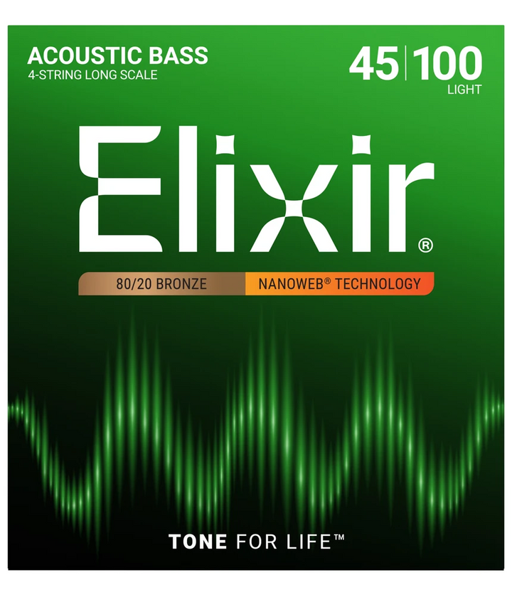 Elixir Strings Nanoweb 80/20 Acoustic Bass Guitar Strings - Light