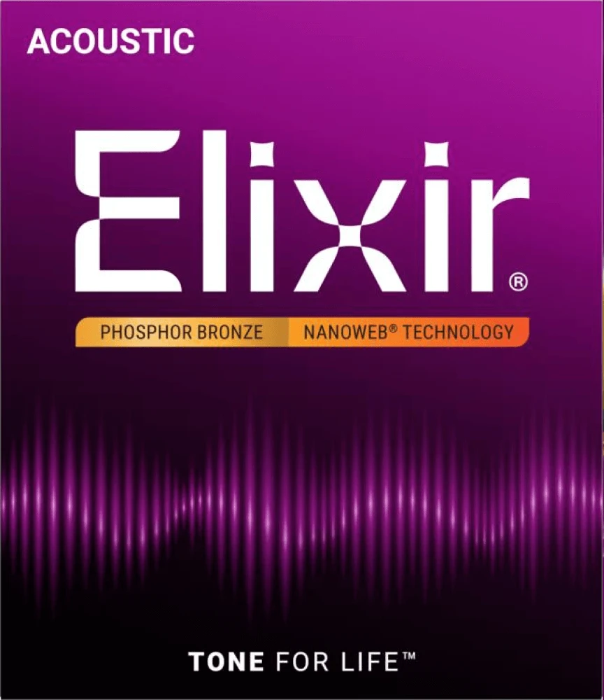 Elixir 16052 Nanoweb 10-Pack Phosphor Bronze Acoustic Guitar Strings - Light