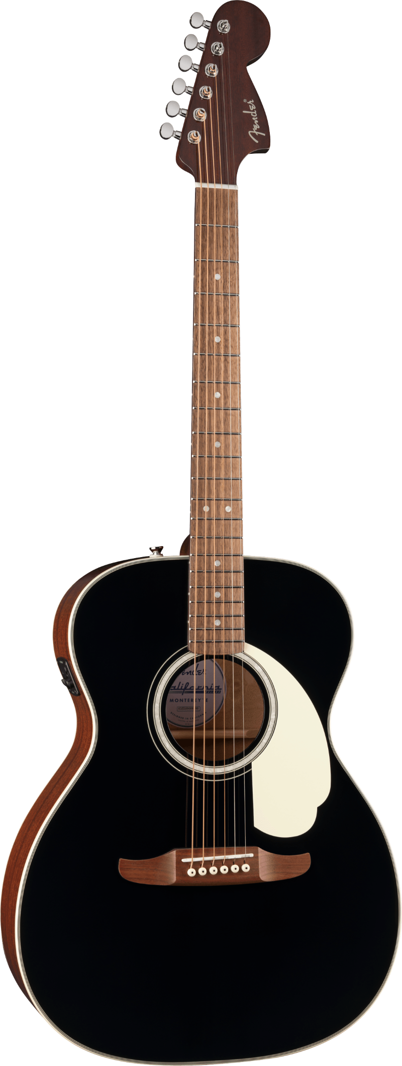 Fender California Deluxe Monterey Acoustic Electric Guitar - Black — front angle