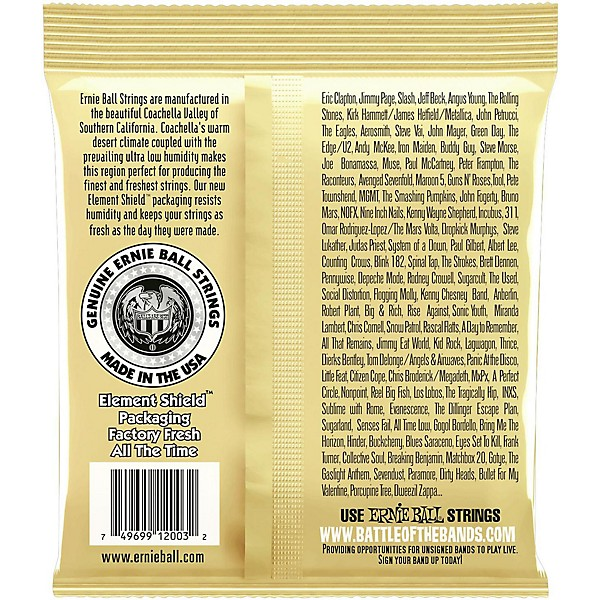 Ernie Ball Earthwood 10-Pack 80/20 Bronze Acoustic Guitar Strings - Medium Light — back view