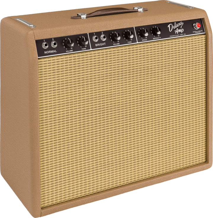 Fender '62 Deluxe Amplifier - Brown and Wheat — Front angle 2