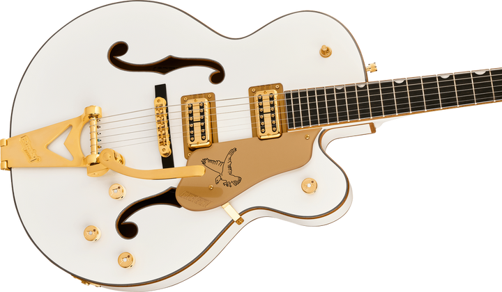 Gretsch Synchromatic Falcon Hollow Body Single-Cut Electric Guitar - Snowcrest White — Three quarter front 3
