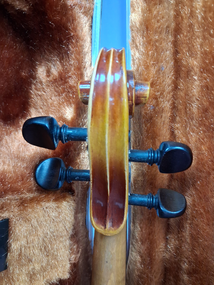 Used Kessler Copy of a Strad Full-size Violin - With Case and Bow headstock, back
