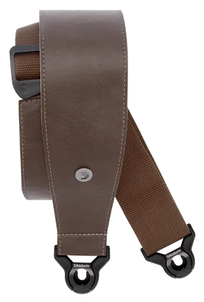 D'Addario Comfort 3" Leather Auto Lock Guitar Strap - Brown — Front 1