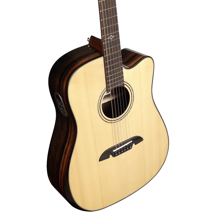Alvarez AED90CE Armrest Artist Elite Dreadnought Acoustic Electric Cutaway Guitar - Natural — Three quarter front 3