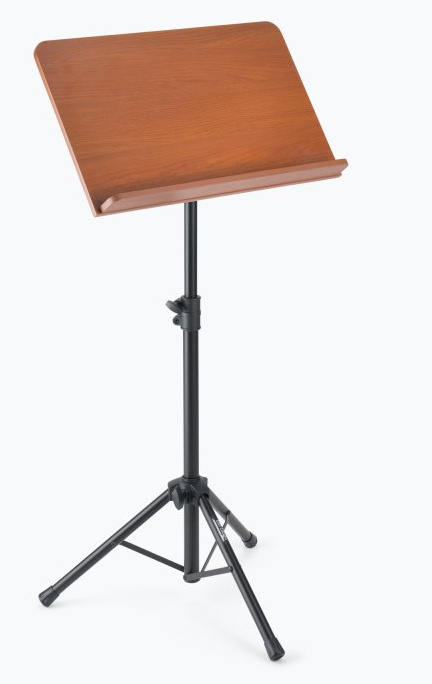 Onstage SM7312W Orchestral Music Stand - With Wide Rosewood Bookplate — Front angle 1