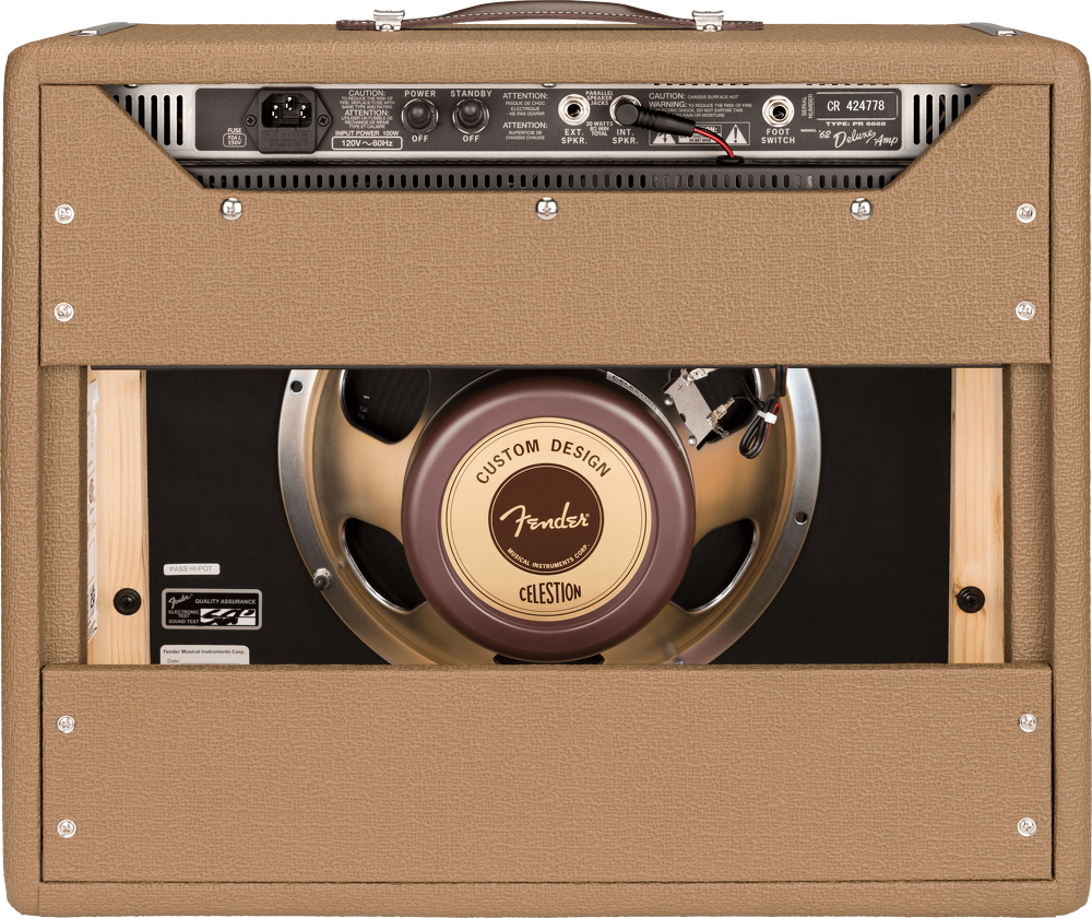 Fender '62 Deluxe Amplifier - Brown and Wheat — back view