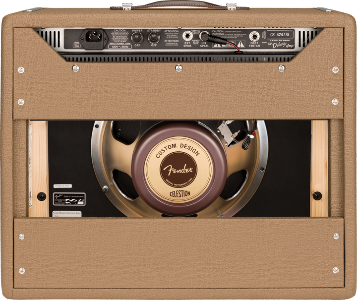 Fender '62 Deluxe Amplifier - Brown and Wheat — back view