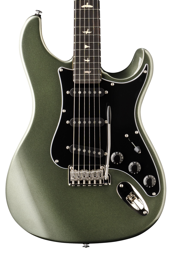 PRS SE Silver Sky Defender 'Limited Edition' Electric Guitar - Woolstone Green — three-quarter front view