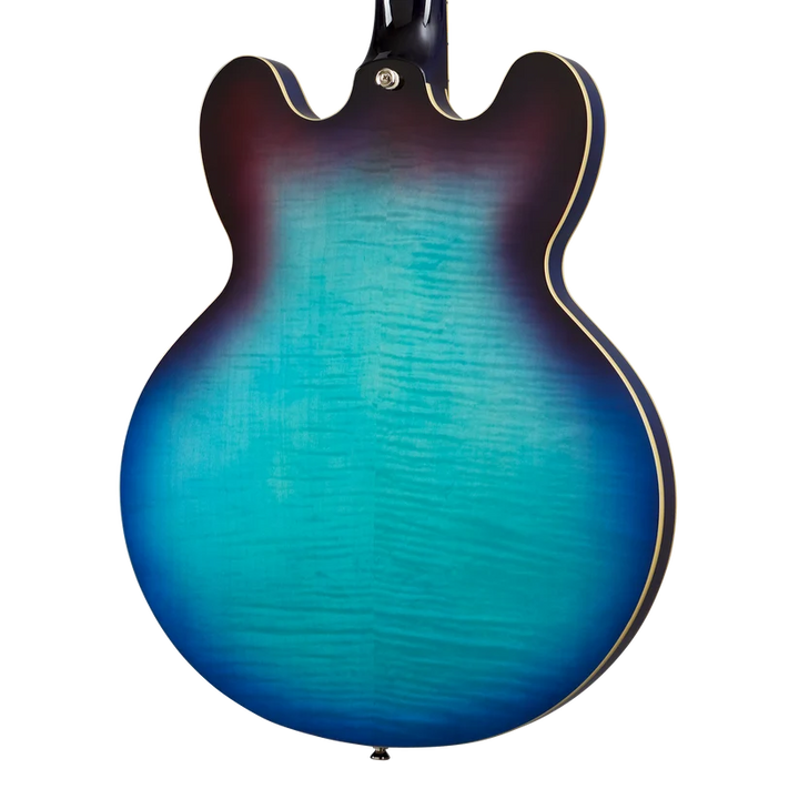 Epiphone ES-335 Figured Semi-Hollow Electric Guitar - Blueberry Burst — three-quarter back view