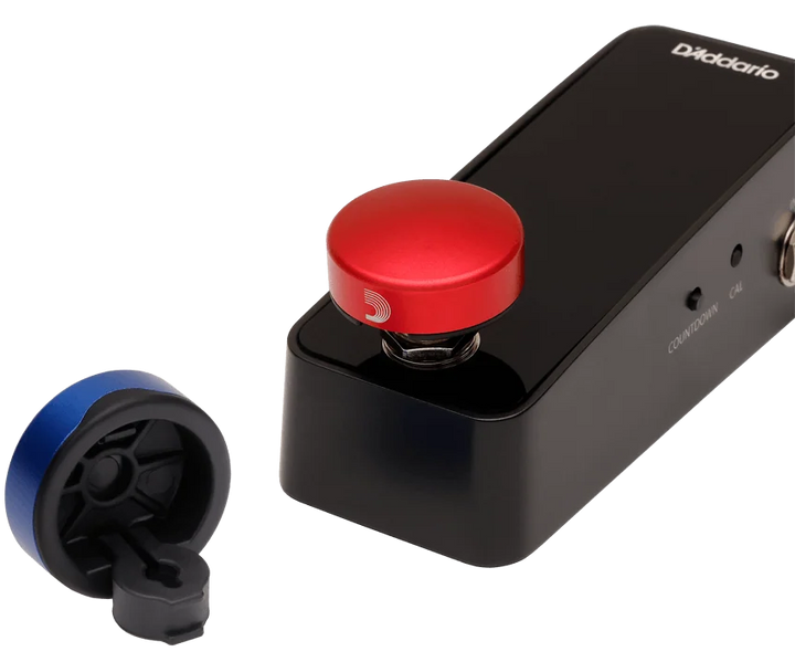 D'Addario Footswitch Toppers - 1 Blue and 1 Red in use