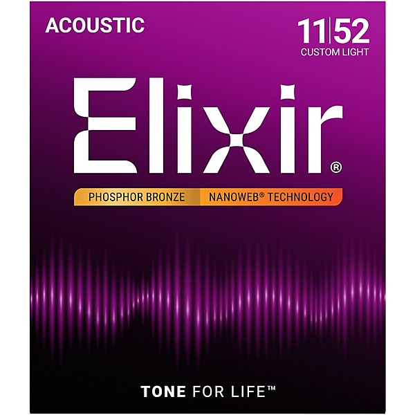 Elixir 16027 Nanoweb 10-PackPhosphor Bronze Acoustic Guitar Strings - Custom Light