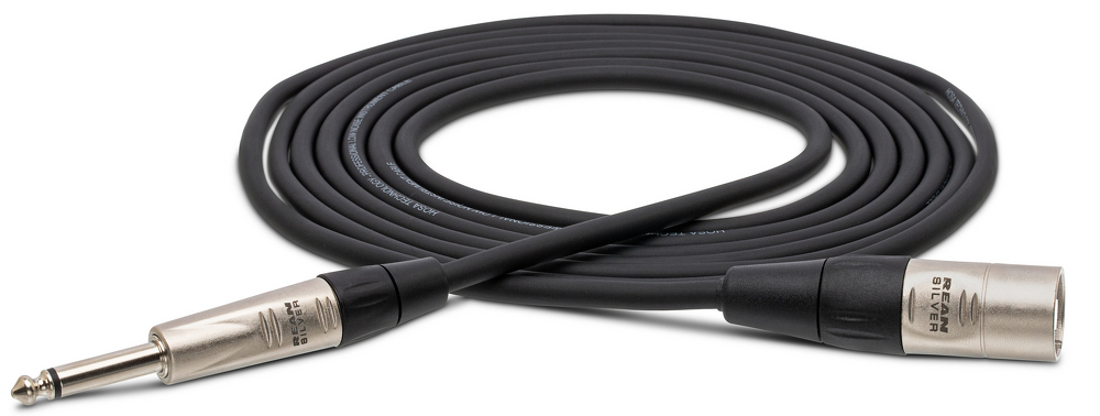 Hosa HPX-020 Pro 20' Unbalanced Interconnect - REAN 1/4 in TS to XLR3M20 — front angle