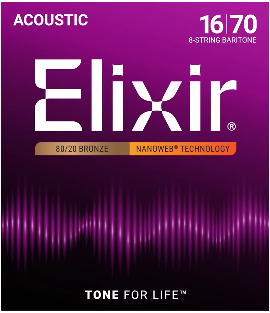 Elixir Strings Nanoweb 80/20 Bronze Acoustic Baritone Guitar Strings - 8 String Set