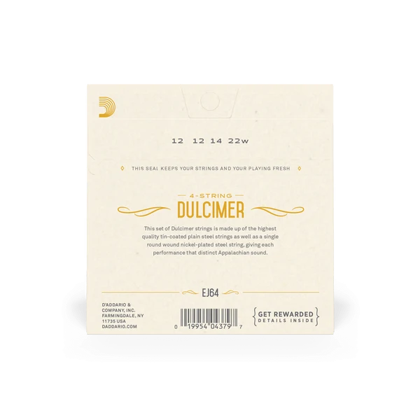 D'Addario EJ64 Dulcimer Set - Loop End — back view