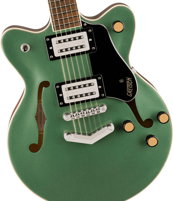 Gretsch G2655 Streamliner Center Block Jr. Double-Cut With V-Stoptail Electric Guitar - Steel Olive — Three quarter front 2