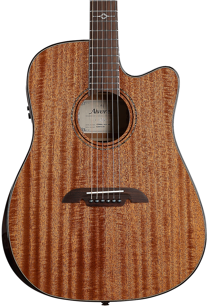 Alvarez AED66CE Armrest Artist Elite Dreadnought Acoustic Electric Guitar - Natural — Three quarter front 1