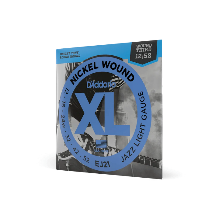 D'Addario EJ21 Jazz Electric Guitar Strings - Light — front angle