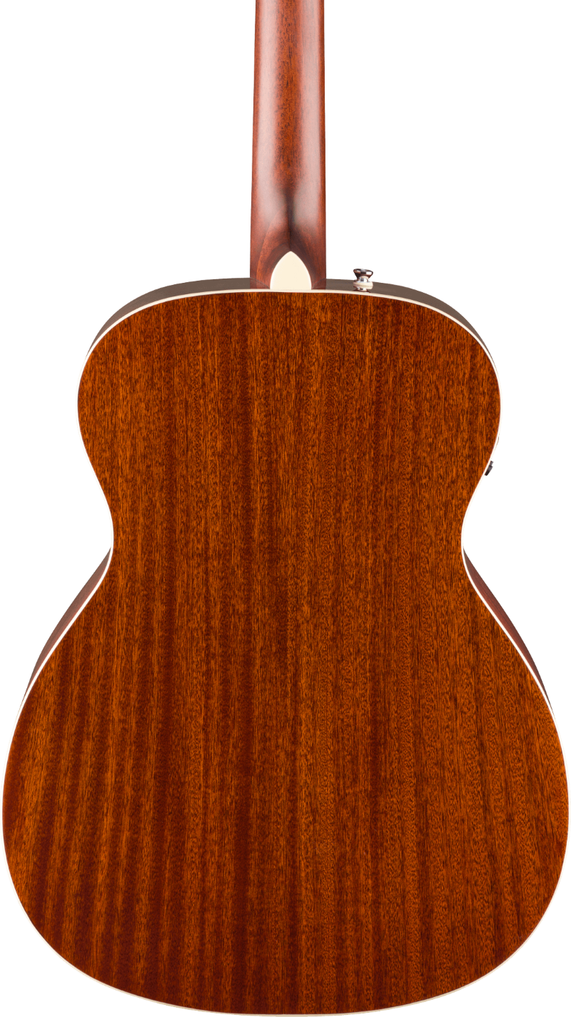 Fender California Deluxe Monterey Acoustic Electric Guitar - Black — three-quarter back view