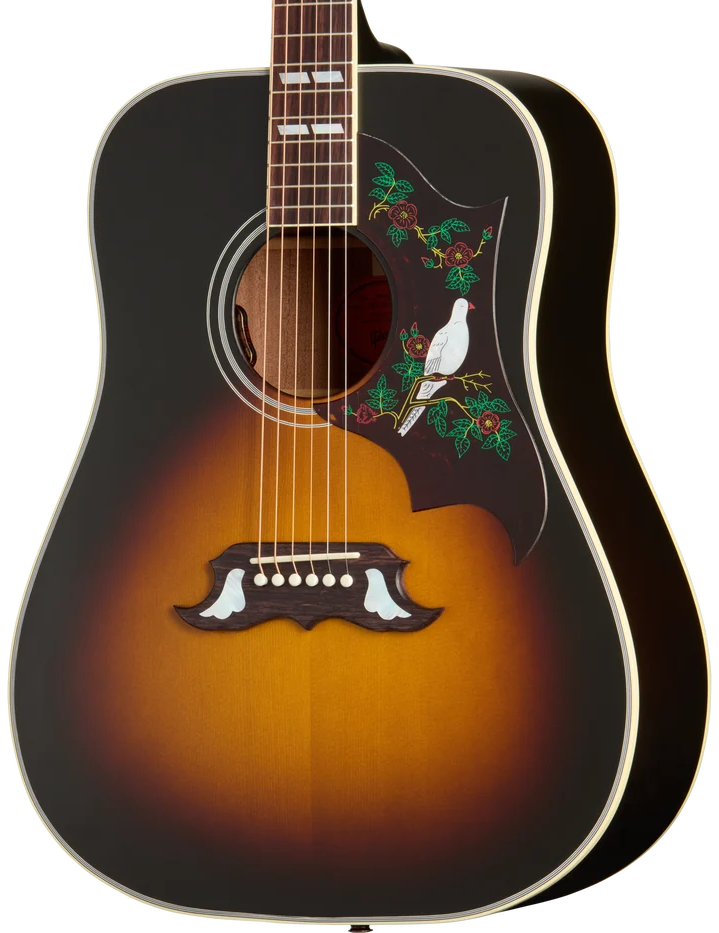 Gibson Dove Mahogany Acoustic Guitar - Satin Vintage Sunburst — three-quarter front view