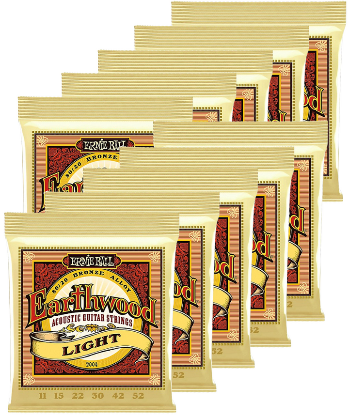 Ernie Ball Light Earthwood 10-Pack 80/20 Bronze Acoustic Guitar Strings - Light — front angle