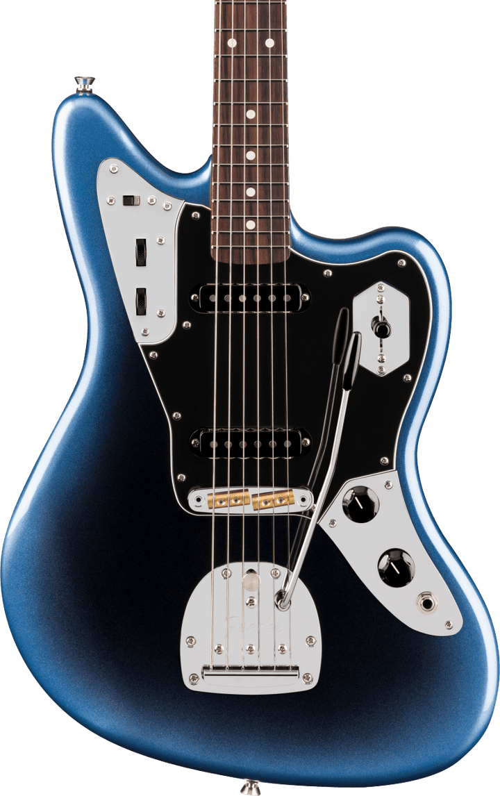 Fender American Professional Jaguar Electric Guitar - Dark Night — Three quarter front 1