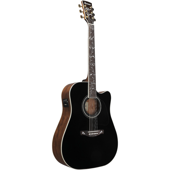 Ibanez Artwood AW391CE Acoustic-electric Guitar - Black High Gloss — front angle