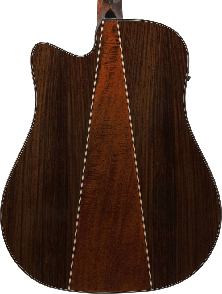 Ibanez AAD381CENT Advanced Acoustic Series Acoustic Guitar - Natural High Gloss — three-quarter back view