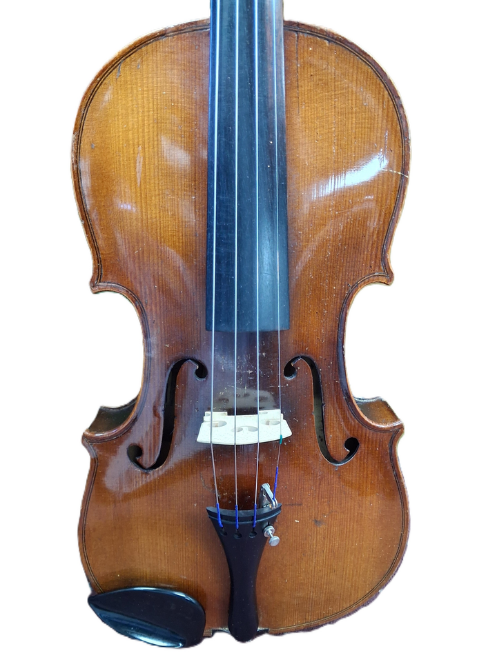 Used German Made Copy of a Strad Full Size Violin - With Case and Bow — three-quarter front view